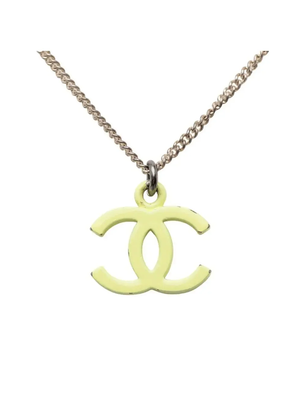 Chanel Cc Logo Pendant Necklace Silver- #299323C59B